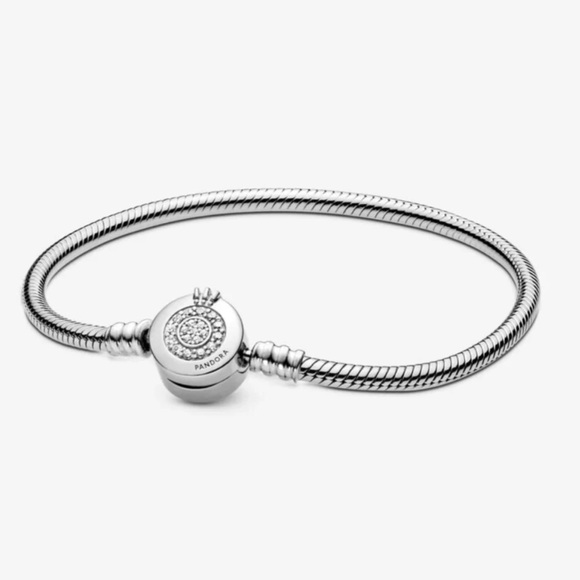 Pandora Silver Snake Chain Bracelet with cubic zirconia O closure. New. - Picture 6 of 7